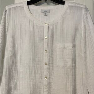 Pure Jill by J. Jill women’s white 100% cotton tunic with pearlized buttons, NWT